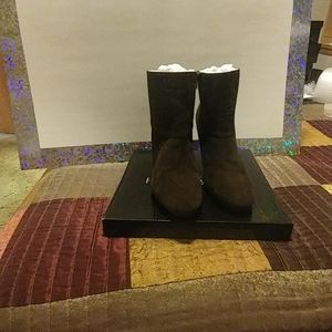 Donna Salyers Brown Suede ankle boots.